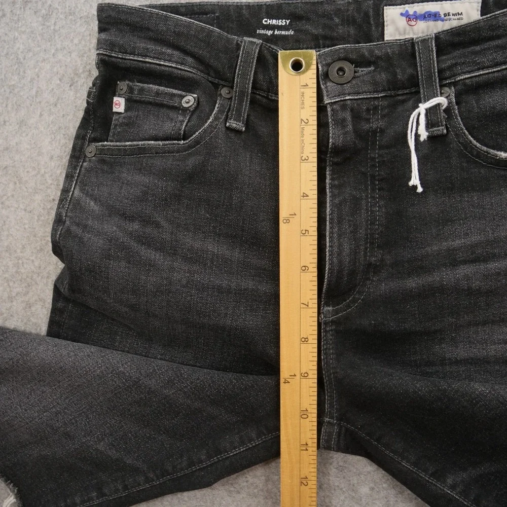New AG Adriano Goldschmied High Waist Black Distressed Denim Shorts